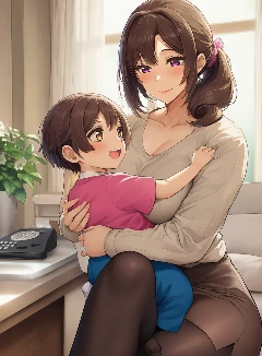 电话一边的母女